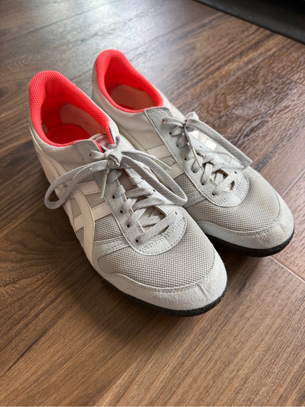 Onitsuka Tiger by Asics Light Gray Sneakers with Coral Lining